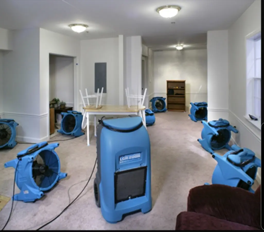 Air movers and dehumidifier setup for Water Damage Restoration in Abilene